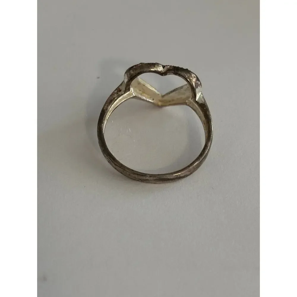 Vintage Dainty Sterling Silver Ring Heart Marcasite